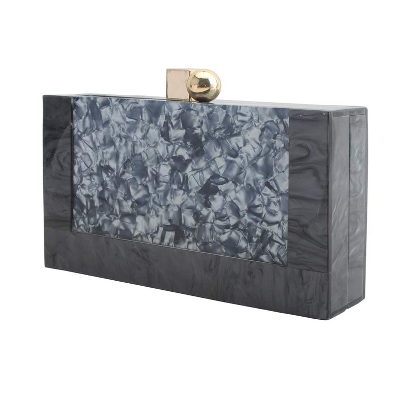 LETODE New acrylic contrast color stitching clutch for Women Wedding Party Clutch bag (5240-BLACK) - Image 3